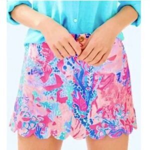 Lilly Pulizer "Colette" Light Pascha Pink Blue Pasley 100% Cotton Skort size 2